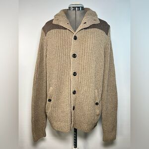 Ted Baker Mens Wool Blend Knit Tan Ribbed Cardigan 5